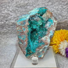 Load image into Gallery viewer, Dioptase with Malachite, Shattuckite &amp; Chrysocolla Specimen (Congo) – 刚果翠铜矿共生孔雀石、蓝铜矿与蓝铜矿石矿标

