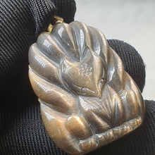 Load image into Gallery viewer, Golden Sunstone 9-Tailed Fox Pendant – Prosperity &amp; Protection
