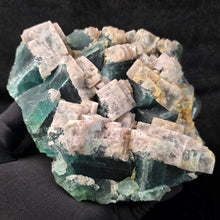 Load image into Gallery viewer, Natural Cube Fluorite on Green Fluorite Display (Hunan, China) – 中国湖南天然立方萤石共生绿色萤石摆件
