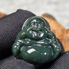 Load image into Gallery viewer, Black Nephrite Laughing Buddha Pendant – 塔青和田玉笑佛吊坠
