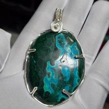 Load image into Gallery viewer, Malachite with Chrysocolla Wire Wrapped Pendant – 孔雀石伴硅孔雀石绕线吊坠
