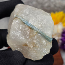 Load image into Gallery viewer, Blue Tourmaline in Quartz Display – 蓝碧玺共生石英矿物摆件
