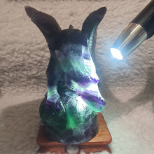 Load image into Gallery viewer, Fluorite Dragon Carving – Wisdom &amp; Protection Display
