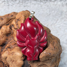 Load image into Gallery viewer, Amethyst Cinnabar 9-Tailed Fox Pendant – 紫晶砂九尾狐
