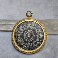 Load image into Gallery viewer, Hand-Drawn Yellow Jambhala (黄财神) Mantra Wheel Pendant
