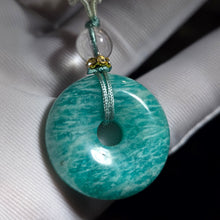 Load image into Gallery viewer, Amazonite Donut Pendant with Necklace – 天河石平安扣吊坠配项链
