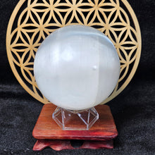 Load image into Gallery viewer, Polished Selenite Sphere Display (9.5cm) – 透石膏抛光圆球摆件
