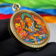 Load image into Gallery viewer, Hand-Drawn Tibetan Yellow Jambhala Pendant (Red) – 手绘藏传黄财神红色吊坠
