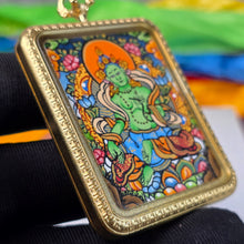 Load image into Gallery viewer, Hand-Drawn Tibetan Green Tara Pendant – 手绘藏传绿度母吊坠
