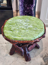 Load image into Gallery viewer, Green Serpentine Stool – Grounding Energy &amp; Prosperity Crystal Furniture
