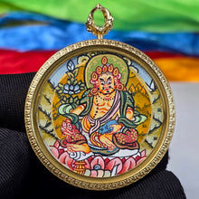 Load image into Gallery viewer, Hand-Drawn Tibetan Yellow Jambhala Pendant (Light Green) – 手绘藏传黄财神浅绿色吊坠
