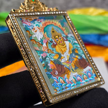 Load image into Gallery viewer, Hand-Drawn Tibetan Yellow Jambhala Pendant (Big Size) – 手绘藏传大号黄财神吊坠
