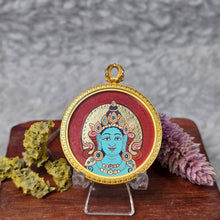 Load image into Gallery viewer, Hand-drawn Thangka Pendant – Green Tara Head / 绿度母佛首
