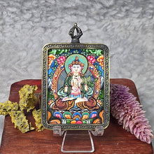 Load image into Gallery viewer, Hand-drawn Thangka Pendant – 大势至菩萨 / Mahasthamaprapta Bodhisattva (Horse Zodiac)
