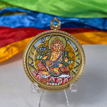 Load image into Gallery viewer, Hand-Drawn Tibetan Yellow Jambhala Pendant (Light Green) – 手绘藏传黄财神浅绿色吊坠
