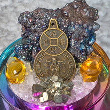 Load image into Gallery viewer, Small Liuli Ju Bao Peng with Leklai (Iridescent Goethite), Pyrite &amp; Clear Quartz Bits – 小琉璃聚宝盆摆件（含力泥铁矿、黄铁矿与白水晶）
