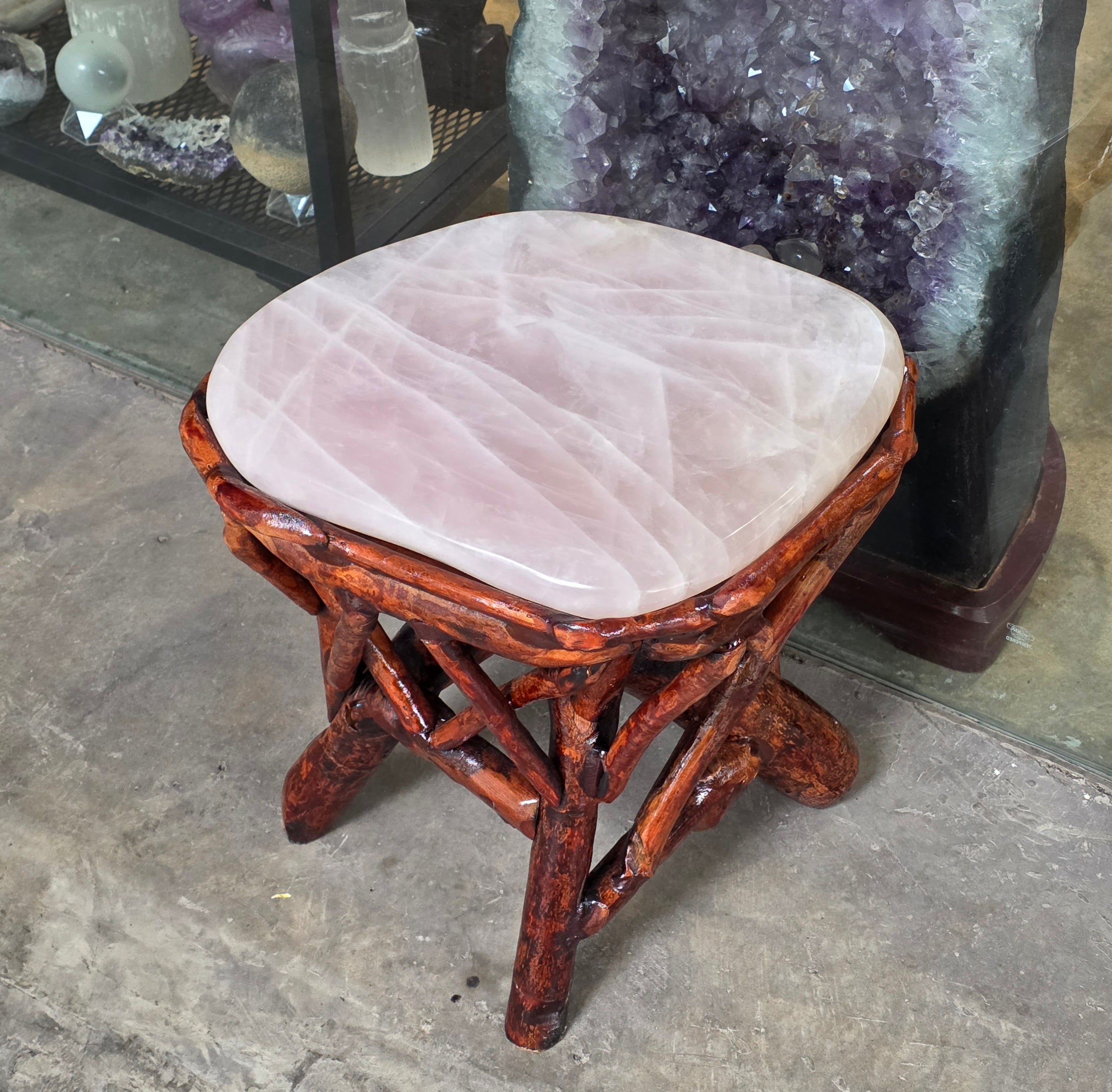 Rose Quartz Stool – Heart Energy Healing & Luxury Crystal Décor ...