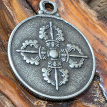 Load image into Gallery viewer, Yellow Jambhala with Cross Vajra Pendant – 黄财神十字金刚杵吊坠
