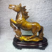 Load image into Gallery viewer, Tiger Eye Horse Carving – Strength &amp; Success Display

