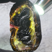 Load image into Gallery viewer, Multi-Colour Tourmaline Dragon, Bamboo &amp; Ruyi Carving – Power, Growth &amp; Prosperity
