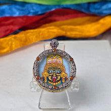 Load image into Gallery viewer, Hand-Drawn Tibetan Zashi Lhamo Pendant (Blue) – 手绘藏传蓝色扎基拉姆吊坠
