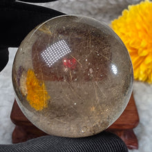 Load image into Gallery viewer, Golden Rutiles in Smoky Quartz Sphere – 金发晶烟晶圆球摆件

