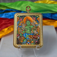Load image into Gallery viewer, Hand-Drawn Tibetan Green Tara Pendant – 手绘藏传绿度母吊坠

