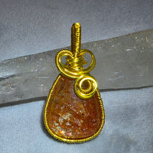 Load image into Gallery viewer, Strawberry Sunstone Wire Wrapped Pendant – 草莓太阳石绕线吊坠

