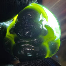 Load image into Gallery viewer, Black Nephrite Laughing Buddha Pendant – 塔青和田玉笑佛吊坠
