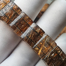 Load image into Gallery viewer, Black &amp; Gold Rutilated Quartz Shou Pai – Protection • Wealth • Manifestation
