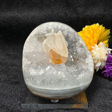 Load image into Gallery viewer, Grey Amethyst with Calcite &amp; Agate Display – 灰紫水晶共生方解石玛瑙摆件
