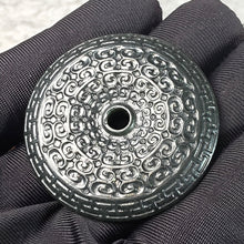 Load image into Gallery viewer, Black Nephrite Peace Buckle Pendant – 塔青和田玉平安扣
