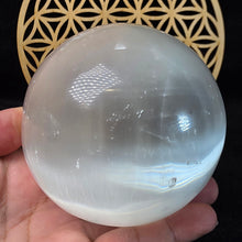 Load image into Gallery viewer, Polished Selenite Sphere Display (9.5cm) – 透石膏抛光圆球摆件
