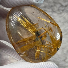 Load image into Gallery viewer, Golden Rutilated Quartz with Black Hematite Cabochon Pendant – 金发晶伴黑赤铁矿蛋面吊坠
