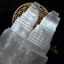 Load image into Gallery viewer, Raw Twin Selenite Tower Display (20cm) – 透石膏双峰能量柱摆件
