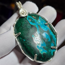 Load image into Gallery viewer, Malachite with Chrysocolla Wire Wrapped Pendant – 孔雀石伴硅孔雀石绕线吊坠
