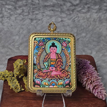 Load image into Gallery viewer, Hand-drawn Thangka Pendant – 阿弥陀佛 / Amitabha Buddha (Dog, Pig Zodiac)
