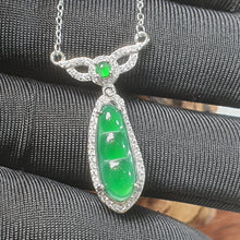 Load image into Gallery viewer, Jadeite Pea Pod Pendant Necklace – Abundance &amp; Blessings
