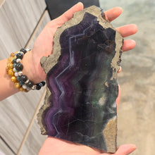 Load image into Gallery viewer, Fluorite with Pyrite Slab Display – Mental Clarity, Wealth Activation &amp; Protection
