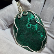 Load image into Gallery viewer, Malachite with Chrysocolla Wire Wrapped Pendant – 孔雀石伴硅孔雀石绕线吊坠
