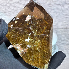 Load image into Gallery viewer, Golden Rutiles in Quartz Display – Manifestation &amp; Abundance Energy
