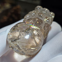 Load image into Gallery viewer, Golden Rutilated Quartz Pixiu Carving Display – 金发晶貔貅摆件
