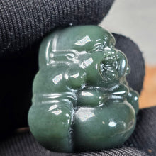 Load image into Gallery viewer, Black Nephrite Laughing Buddha Pendant – 塔青和田玉笑佛吊坠
