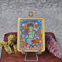 Load image into Gallery viewer, Hand-drawn Thangka Pendant – Green Tara / 绿度母

