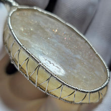 Load image into Gallery viewer, Blue Sheen Moonstone Wire Wrapped Pendant – 蓝光月光石绕线吊坠
