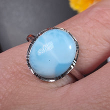 Load image into Gallery viewer, Larimar Ring (Adjustable) – 海纹石可调节戒指
