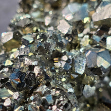 Load image into Gallery viewer, High-Grade Pyrite Crystal Cluster with Wooden Base (Huanzala, Peru) – 秘鲁华安萨拉高品质黄铁矿晶簇木座摆件
