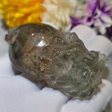 Load image into Gallery viewer, Green Phantom Dragon Turtle Carving Display – 绿幽灵龙龟摆件
