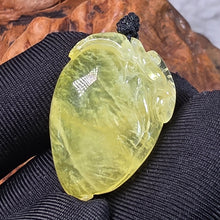 Load image into Gallery viewer, Yellow Prehnite Pendant with Carvings – 黄葡萄石雕刻吊坠
