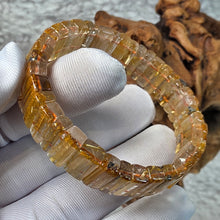 Load image into Gallery viewer, Golden Rutilated Quartz Flat Bracelet – 金发晶手牌 (Good Grade)
